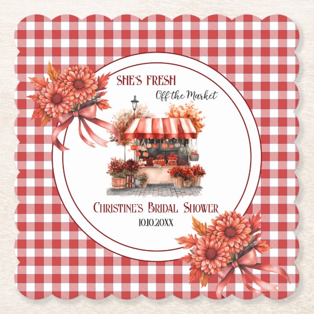 Landsbygds Picknick Rutig Bröllopsfest  Underlägg Papper (Framsida)