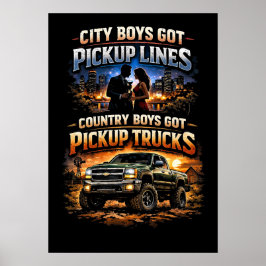 Landsbygds Pojkar Har Pickupbilar Poster
