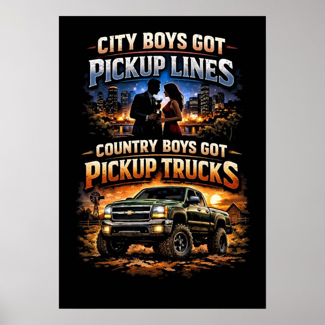 Landsbygds Pojkar Har Pickupbilar Poster (Framsidan)