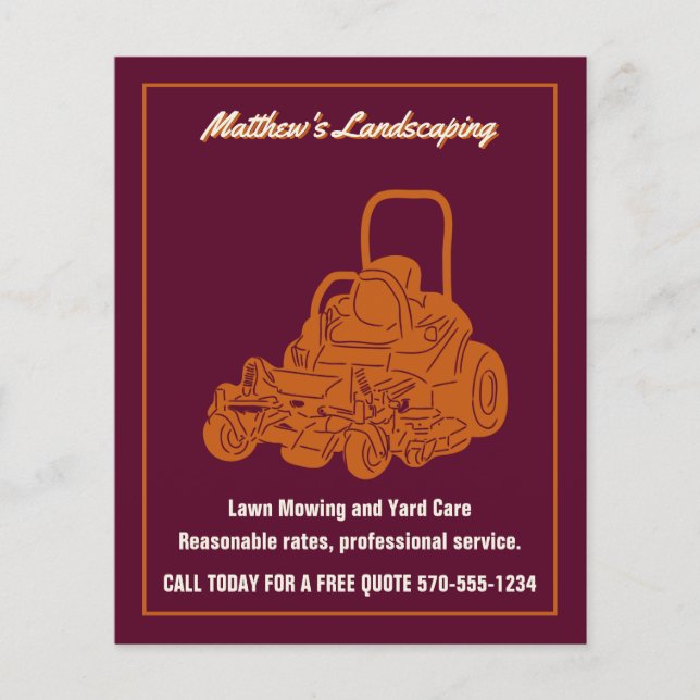 Landsbygdsbruk Gräsmatta Mows Commercial Mower Sma Flygblad (Framsidan)