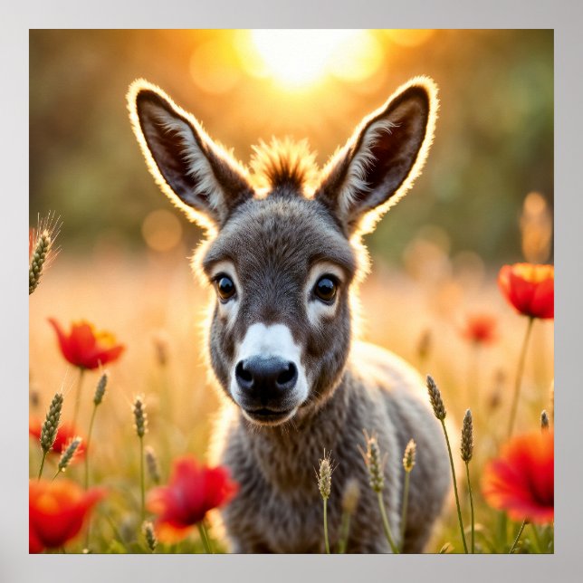 Landsbygdsdonkey nyfiken ögon fredskonst poster (Framsidan)