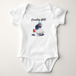 Landsbygdsflicka med cowboystövlar/Hatt & Blommor/ T Shirt