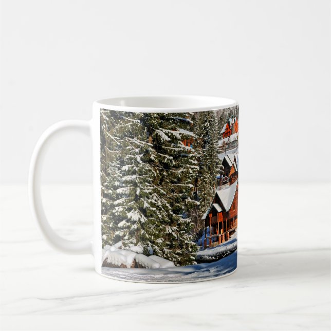 Landsbygdsgård,skidåk,snö,vinter,aktiv,luft,kall Kaffemugg (Vänster)