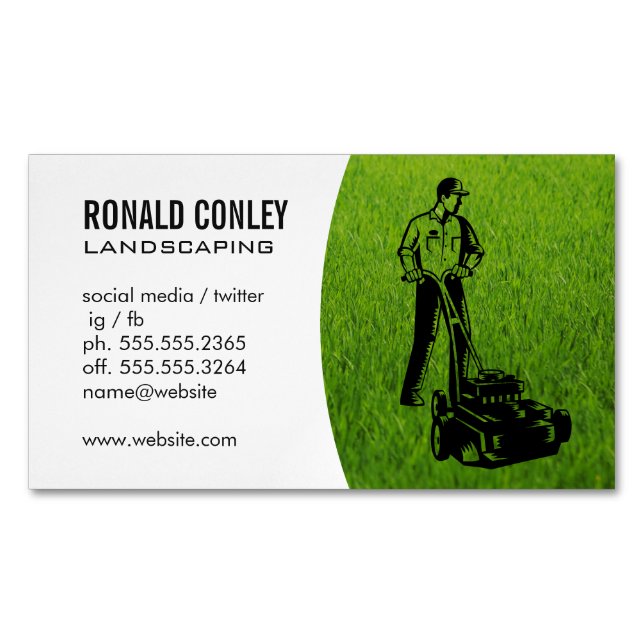 Landsbygdsgräs | Gräsmatta för trädgårdsskärning Magnetiska Visitkort (Framsida)