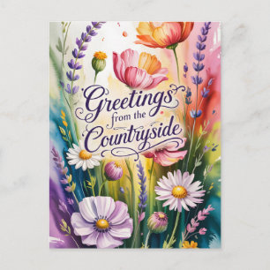 Landsbygdshälsningar Blomsterdesign Vykort