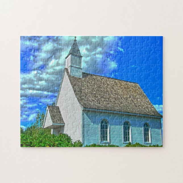 Landsbygdskyrka i Quebec Kanada. Pussel (Horisontell)