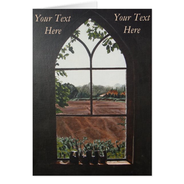 landsbygdslandskap från kyrkans fönster OBS kort (Framsidan)