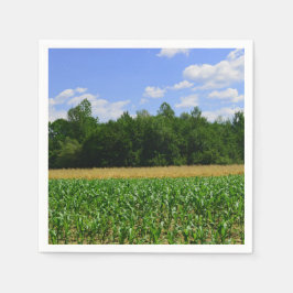 Landsbygdslandskapet maj & vete fält & blå himmel pappersservett