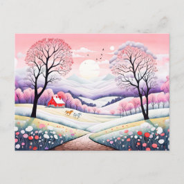 Landsbygdslandskapvinter till Vår-övergång Vykort