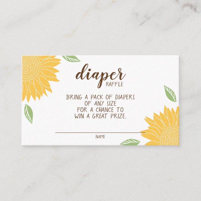 Landsbygdsolros blöja lotteri baby shower tilläggskort (Framsida)