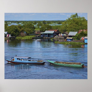 Landsbygdsscen, Tonle Sap Sjö, Siem RAP, Angkor Poster