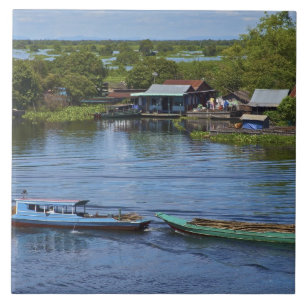 Landsbygdsscen, Tonle Sap-sjön, Siem Reap, Angkor, Kakelplatta