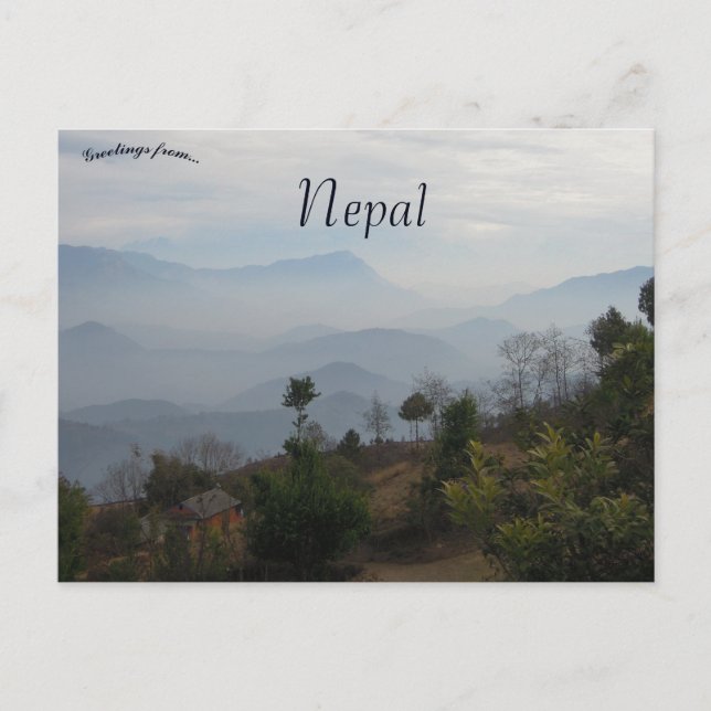 Landsbygdsscenen i Gulmi Nepal Vykort (Framsida)