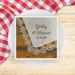 Landsbygdssöm och lada i trä virat bröllop pappersservett