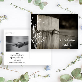 Landsbygdsstängslet efter Ranch Bröllop spara datu Meddelande Vykort