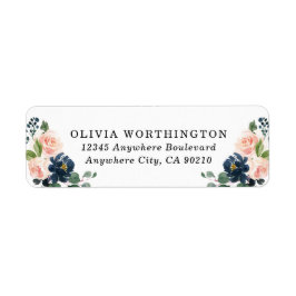 Landsbyggsbröllop av Blommigt för marin blått och  Returadress Etikett