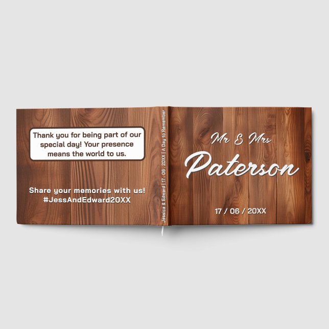 Landsbyggsbröllop av elegant av trä gästböcker (Full)