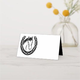 Landsbyggsbröllop Black Horse Horseshoe Western Placeringskort