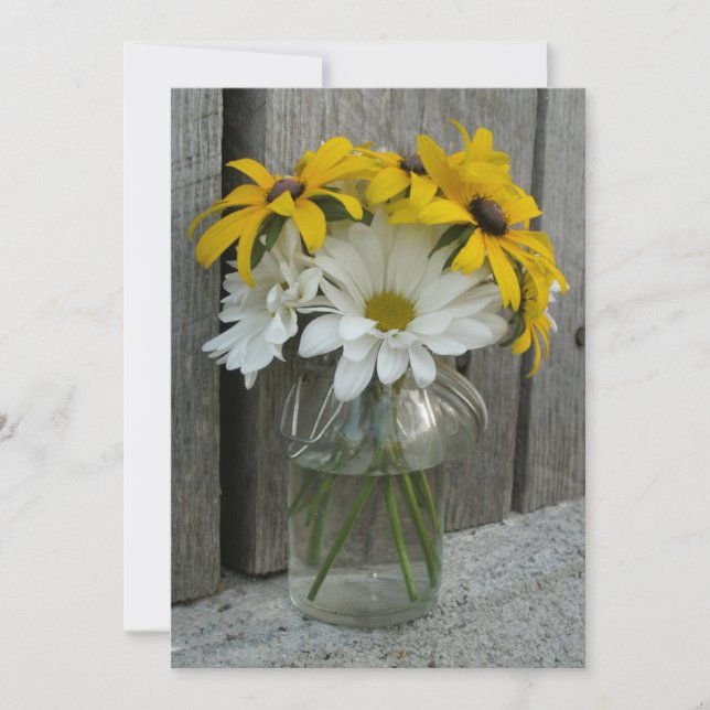 Landsbyggsbröllop: Daisy och svarta eyed Susans Inbjudningar (Framsida)