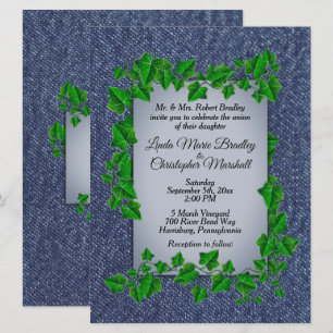 Landsbyggsbröllop Denim Vines bjudande 6,5 x 8,75 Inbjudningar