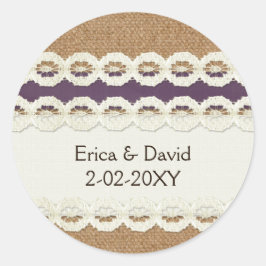 LANDSBYGGSBRÖLLOP för FAUX-överlappning och snöre  Runt Klistermärke