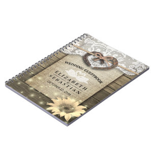 Landsbyggsbröllop Guestbook Horseshoe Solros Anteckningsbok