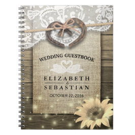 Landsbyggsbröllop Guestbook Horseshoe Solros Anteckningsbok