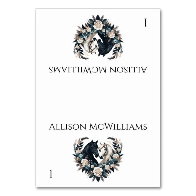 Landsbyggsbröllop-hästar i Kärlek Bordsnummer (Framsidan)