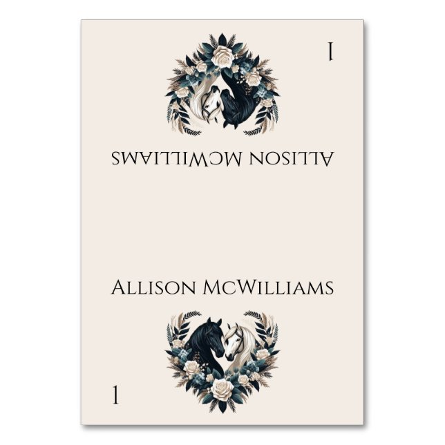 Landsbyggsbröllop-hästar i Kärlek Bordsnummer (Framsidan)