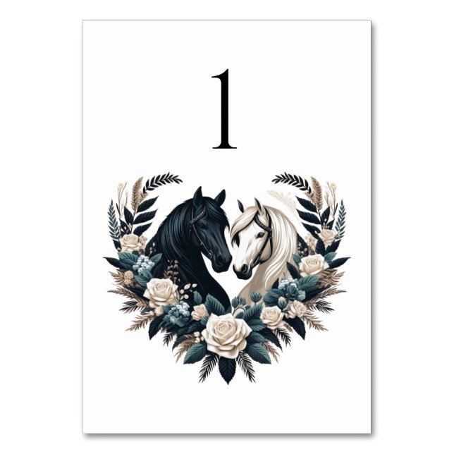 Landsbyggsbröllop-hästar i Kärlek Bordsnummer (Framsidan)