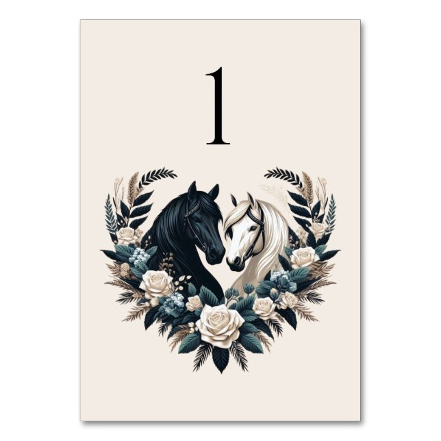 Landsbyggsbröllop-hästar i Kärlek Bordsnummer (Framsidan)