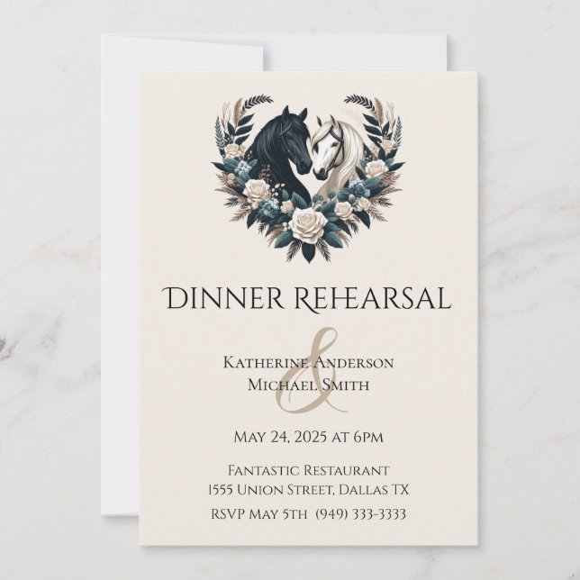 Landsbyggsbröllop-hästar i Kärlek Inbjudningar (Framsida)