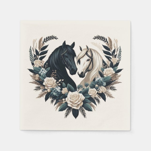 Landsbyggsbröllop-hästar i Kärlek Pappersservett (Framsidan)