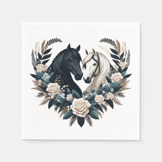 Landsbyggsbröllop-hästar i Kärlek Pappersservett (Framsidan)
