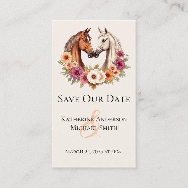 Landsbyggsbröllop-hästar i Kärlek Visitkort (Framsida)