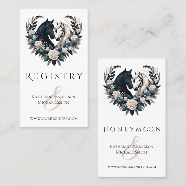 Landsbyggsbröllop-hästar i Kärlek Visitkort (Fram/baksida)