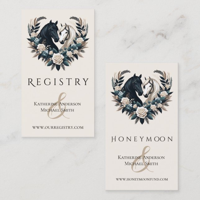 Landsbyggsbröllop-hästar i Kärlek Visitkort (Fram/baksida)