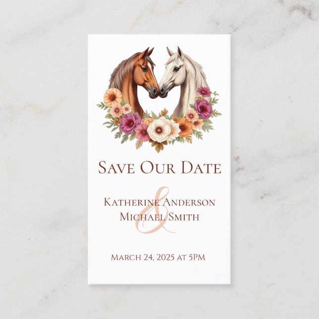 Landsbyggsbröllop-hästar i Kärlek Visitkort (Framsida)