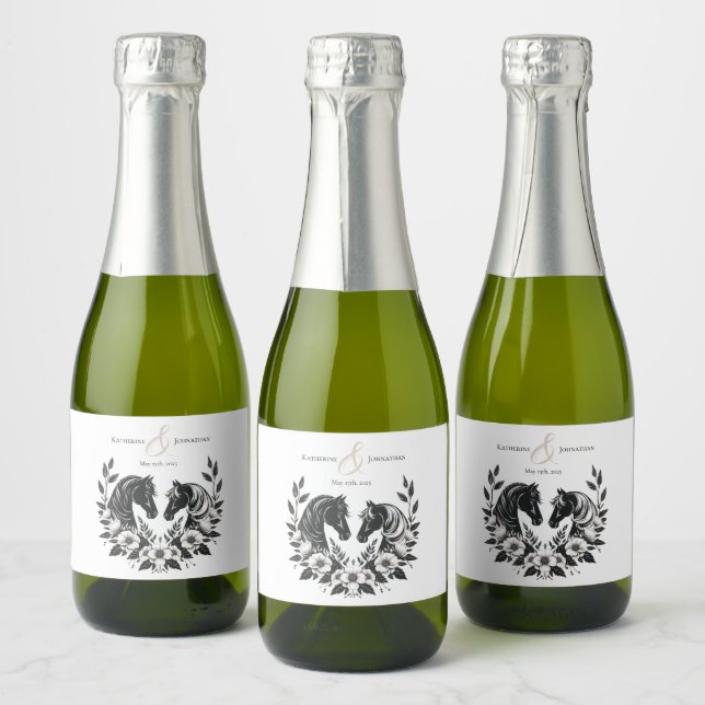 Landsbyggsbröllop-Hästar och blommor (Flaskor)