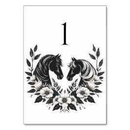 Landsbyggsbröllop-Hästar och blommor Bordsnummer