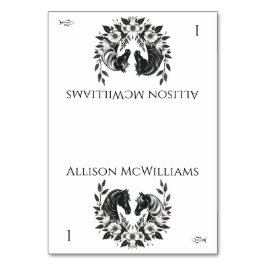 Landsbyggsbröllop-Hästar och blommor-fisk Bordsnummer