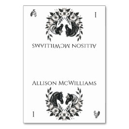 Landsbyggsbröllop-Hästar och blommor- Fjäderfä Bordsnummer