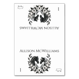 Landsbyggsbröllop-Hästar och blommor- Gris Bordsnummer