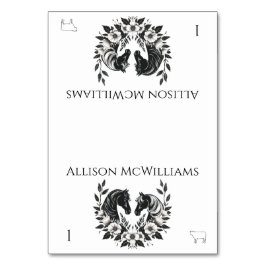 Landsbyggsbröllop-Hästar och blommor Kött Bordsnummer