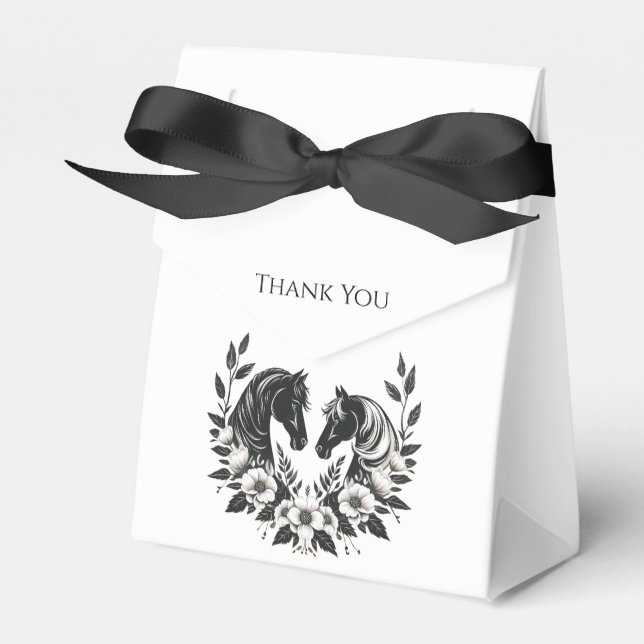 Landsbyggsbröllop-Hästar och blommor Presentaskar (Framsidan Sidan)