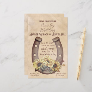 Landsbyggsbröllop Horseshoe och solblommor