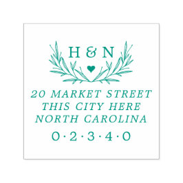 Landsbyggsbröllop Initialer botaniska Returadresse Självfärgande Stämpel