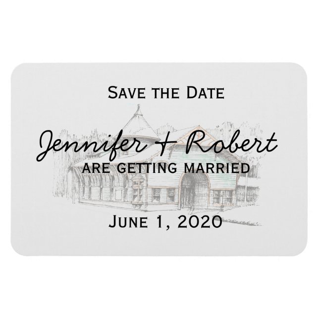 Landsbyggsbröllopet Barn Sketch Spara datum Magnet (Horisontell)