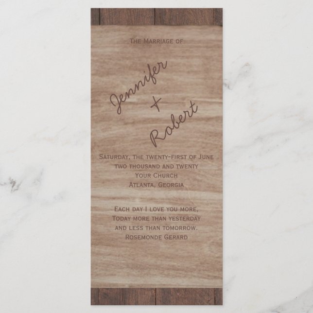 Landsbyggsbröllopet Barn Wood Bears Program (Framsida)