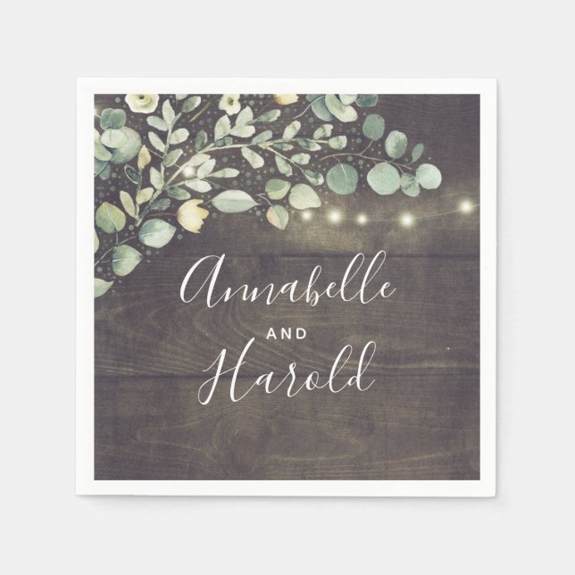 Landsbyggsbröllopet Botanical Grey Rustic Pappersservett (Framsidan)